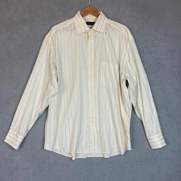 Canali Shirt Mens  Striped Button Up Preppy Casual Italy 46 / 18 Multi Color - Picture 10 of 10